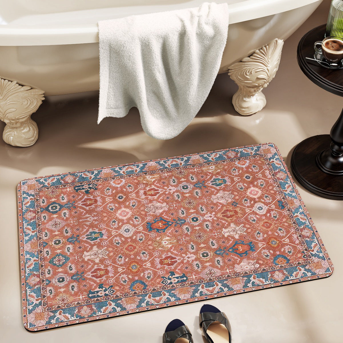 Elegant Vintage Floral Bath Mat