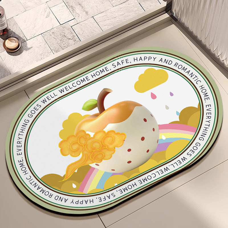 Whimsical Cabbage-Themed Welcome Mat
