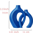 Modern Sculptural Hollow-Ring Ceramic Tabletop Vase Set With Minimalist Asymmetrical Silhouette