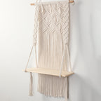 Macramé Wall Shelf with Integrated Plant Holder