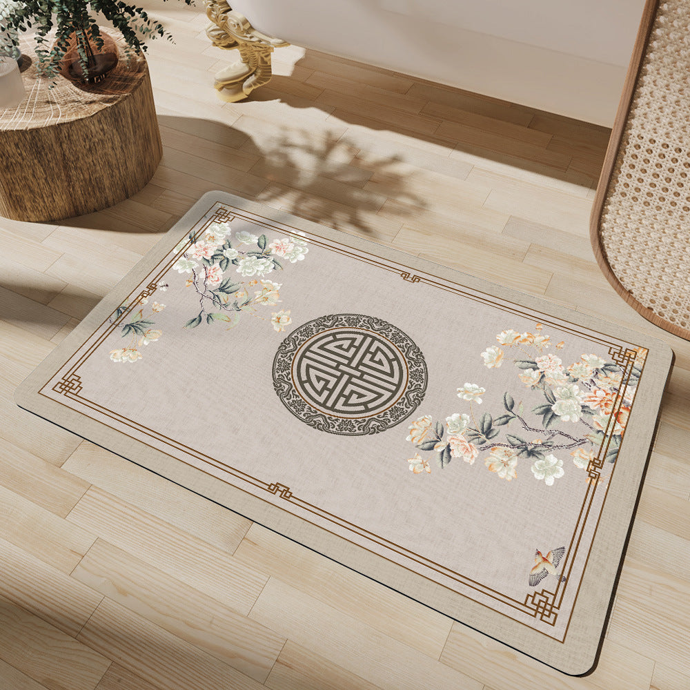 Artistic Floral Bath Mat