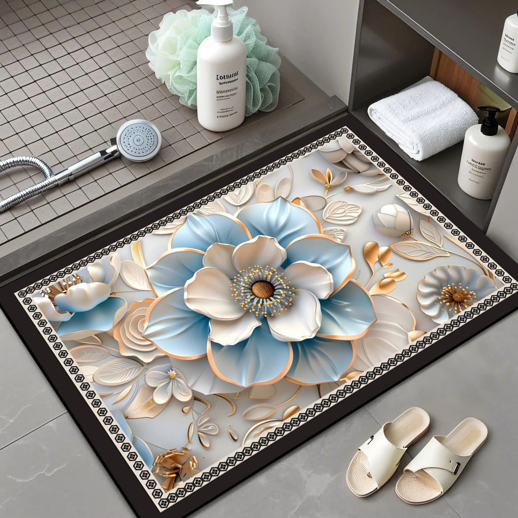 Floral Patterned Comfort Bath Mat