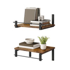 Wall shelf with industrial wood-metal design