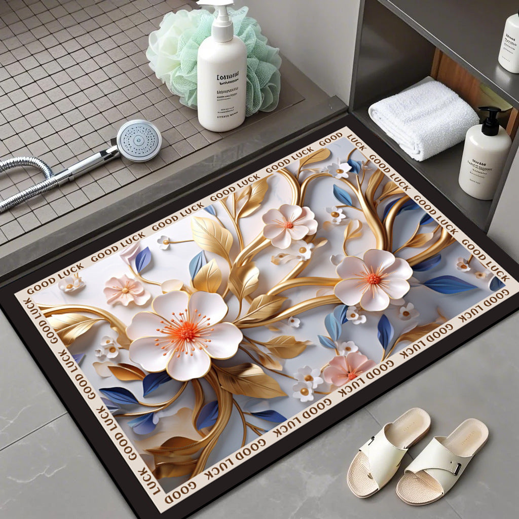 Floral Patterned Comfort Bath Mat