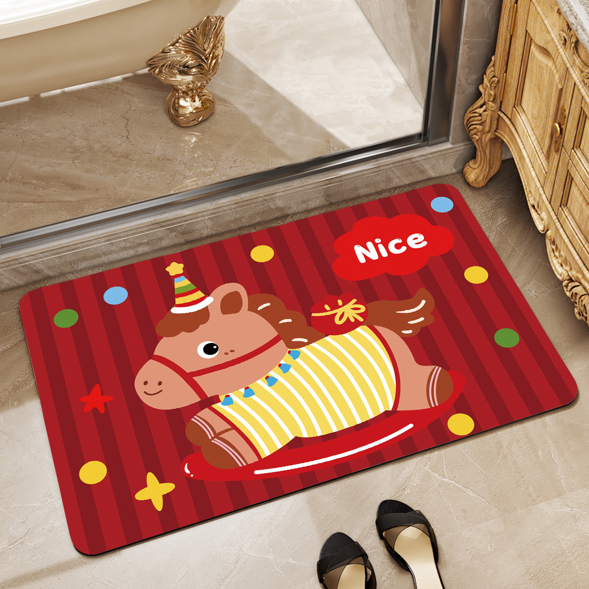 Playful Horse-Themed Memory Foam Bath Mat