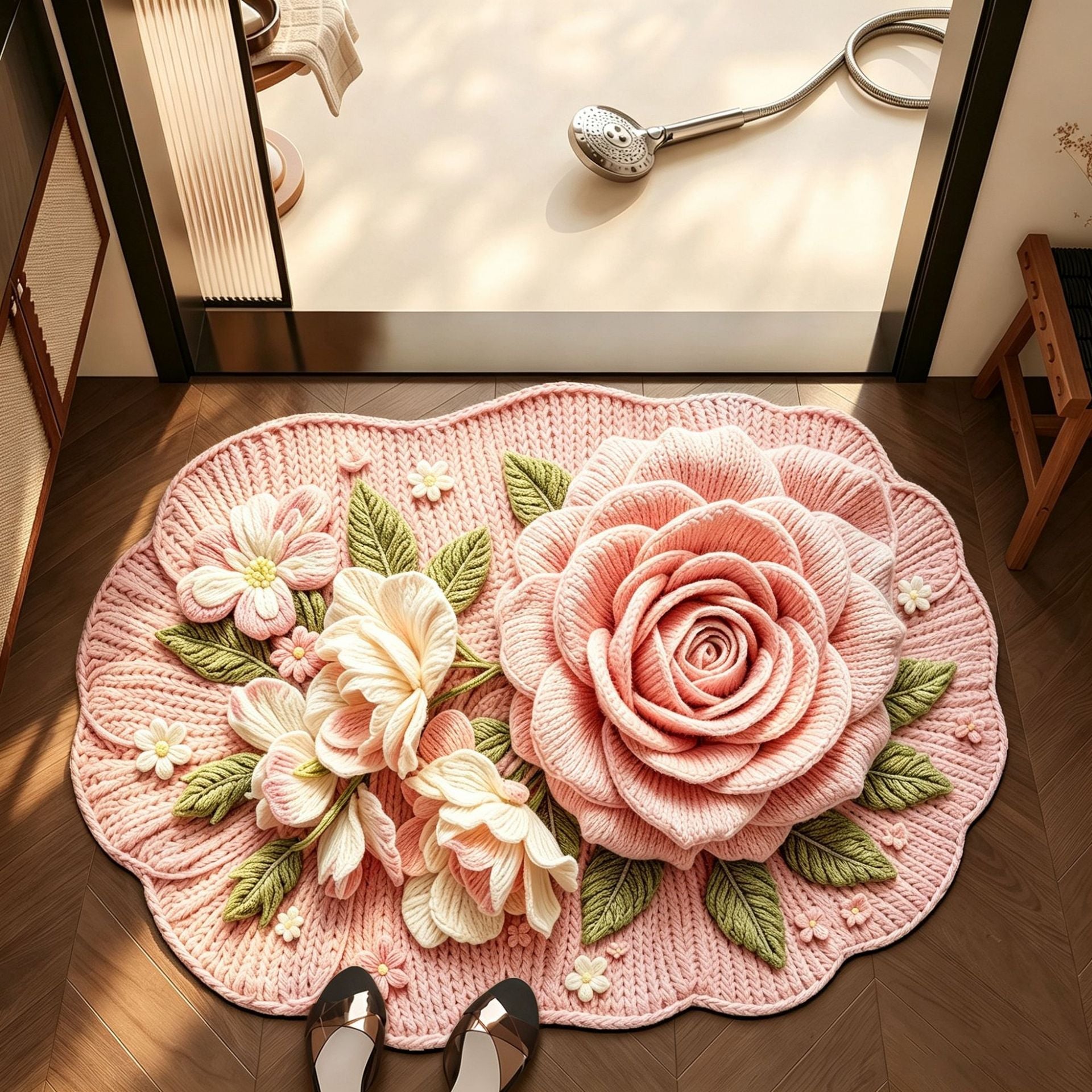 Floral Design Bathroom Mat