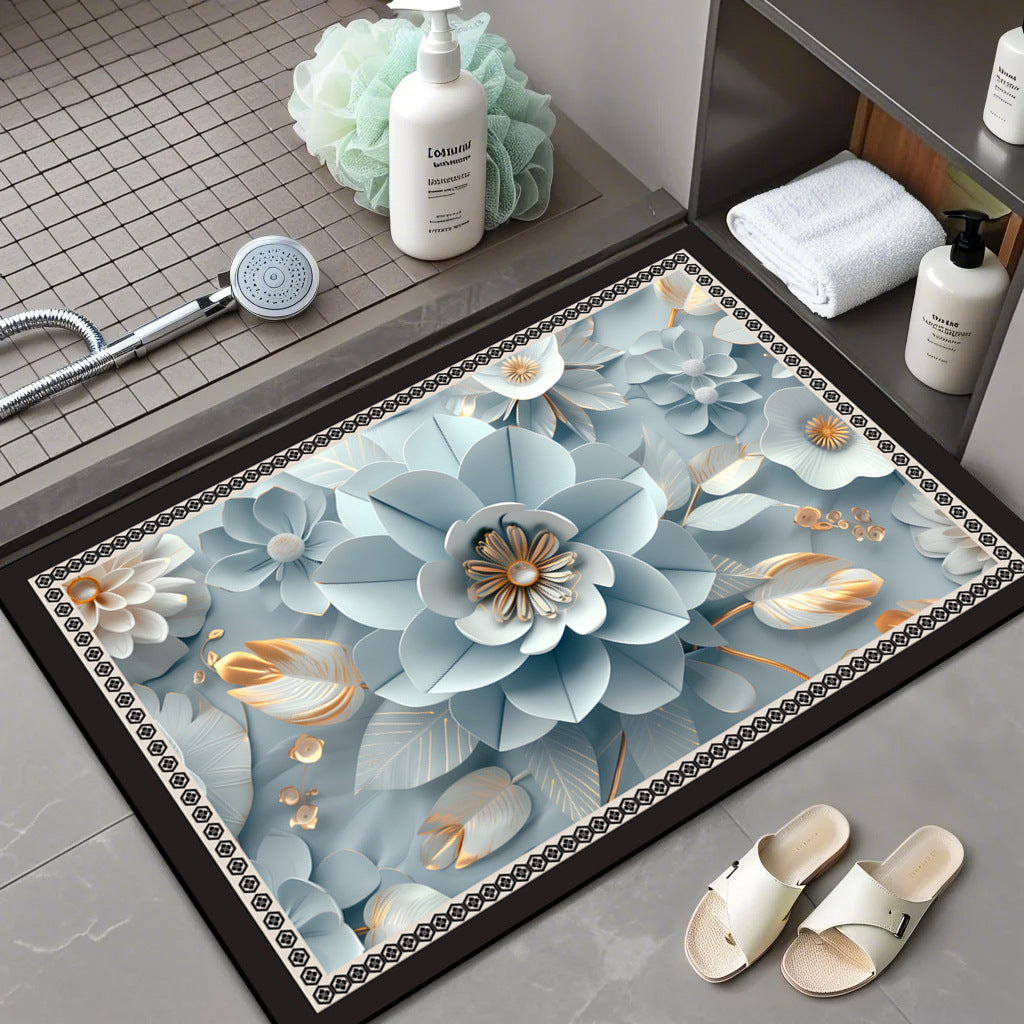 Floral Patterned Memory Foam Bath Mat