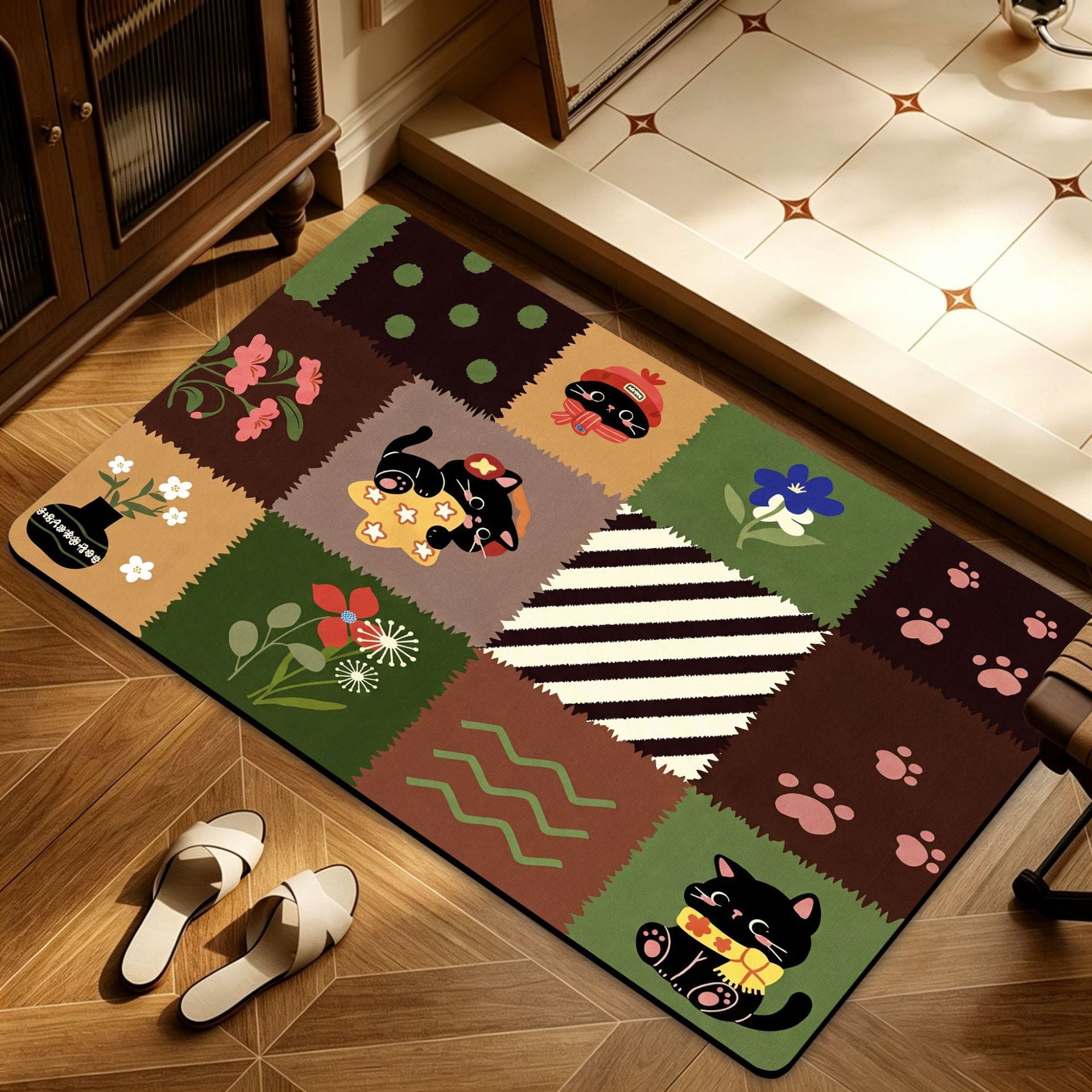 Artistic Floral Patterned Floor Mat