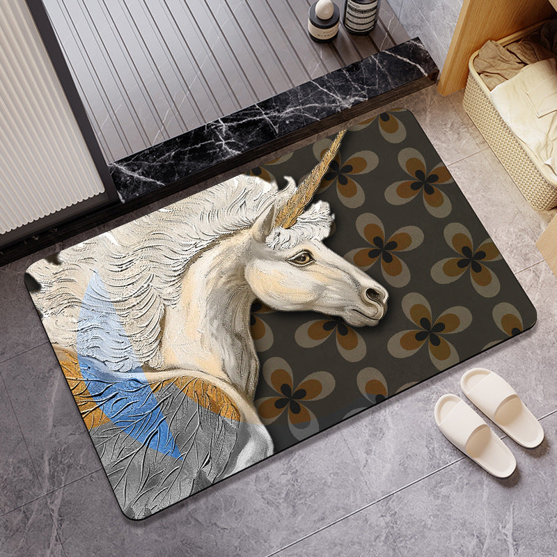 Artistic Horse-Themed Bath Mat