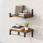 Wall shelf with industrial wood-metal design