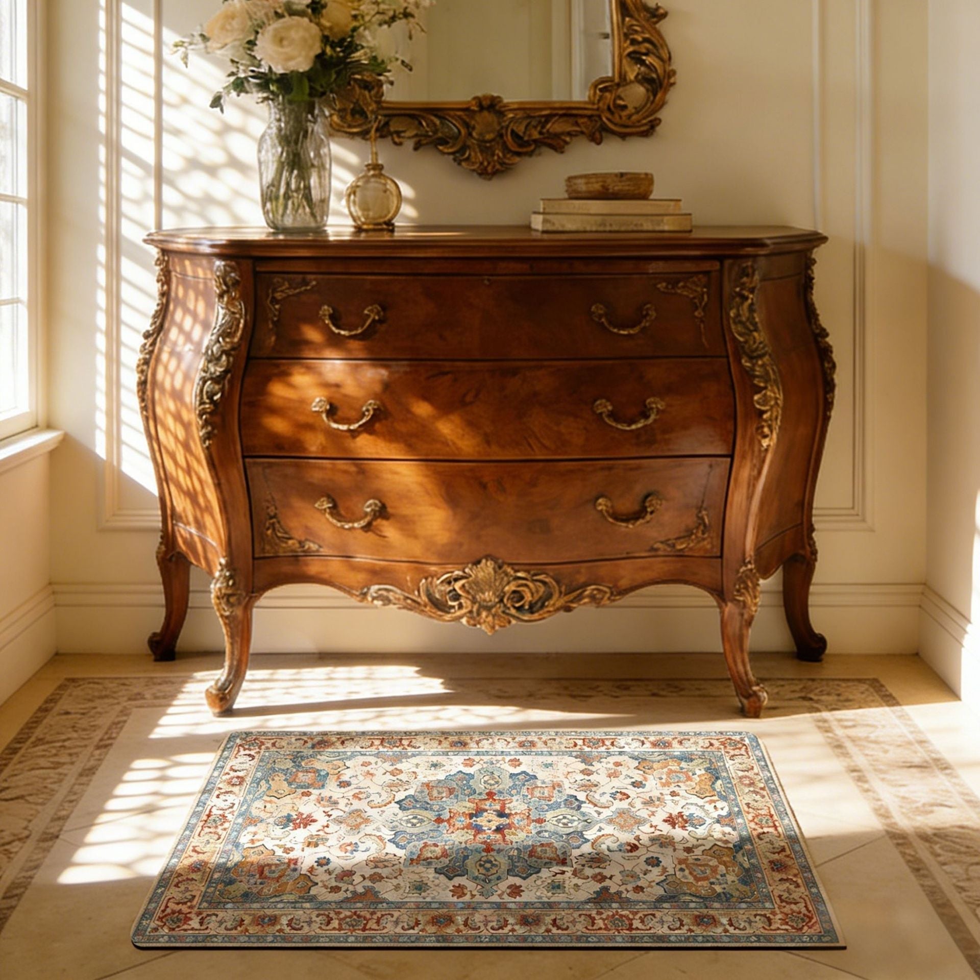 Elegant Floral Pattern Bath Mat