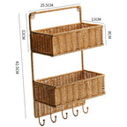 Unisex Wall-mounted Storage Basket with Double Shelf