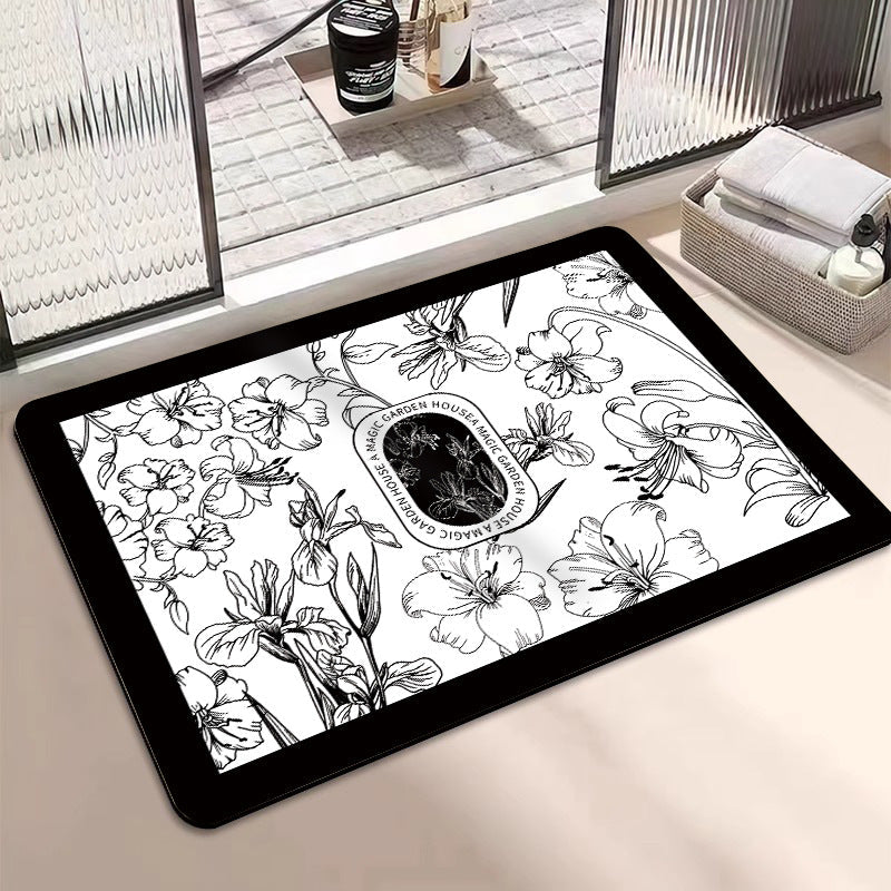 Floral Print Bath Mat