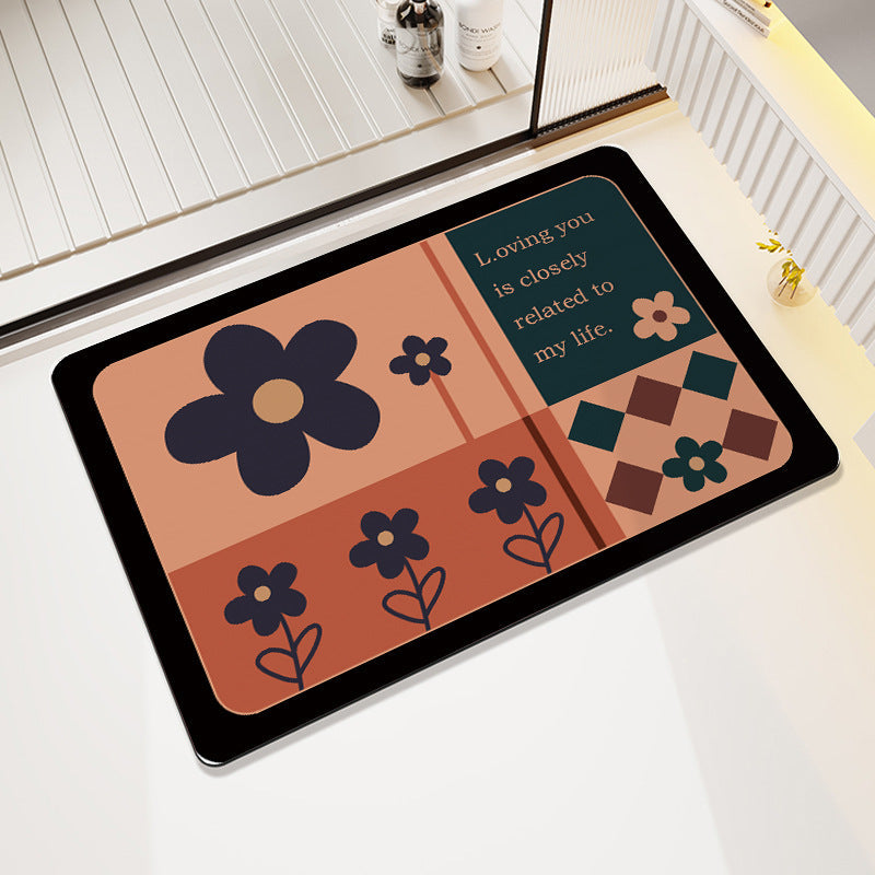 Floral Design Cotton Bath Mat