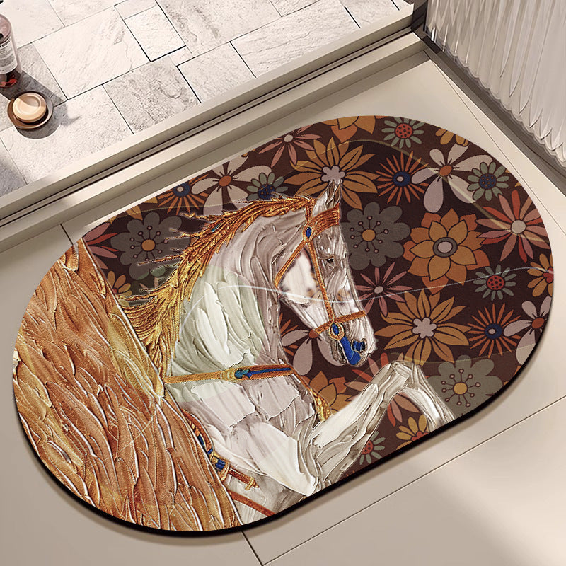 Artistic Horse-Themed Bath Mat