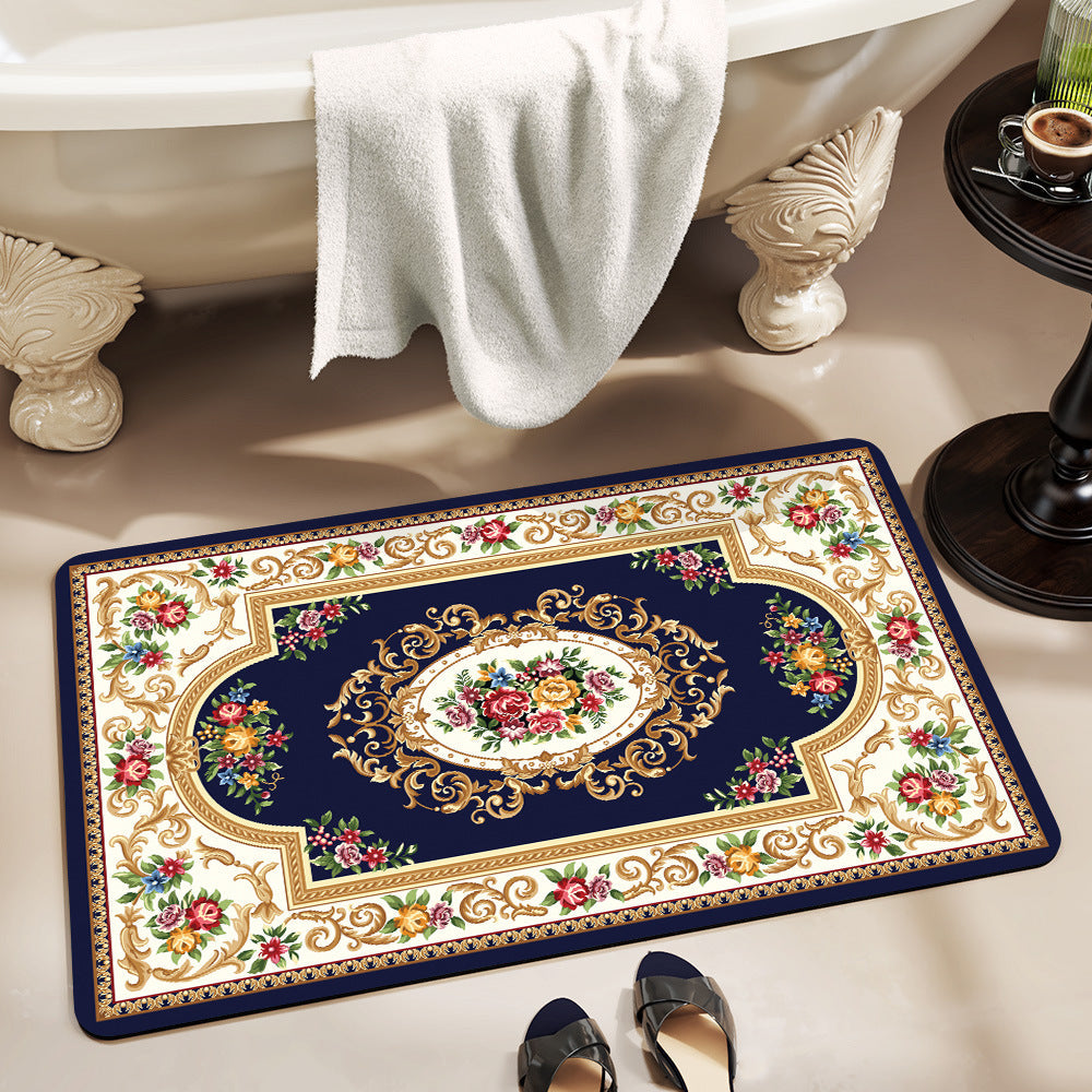 Vintage Floral Design Bath Mat