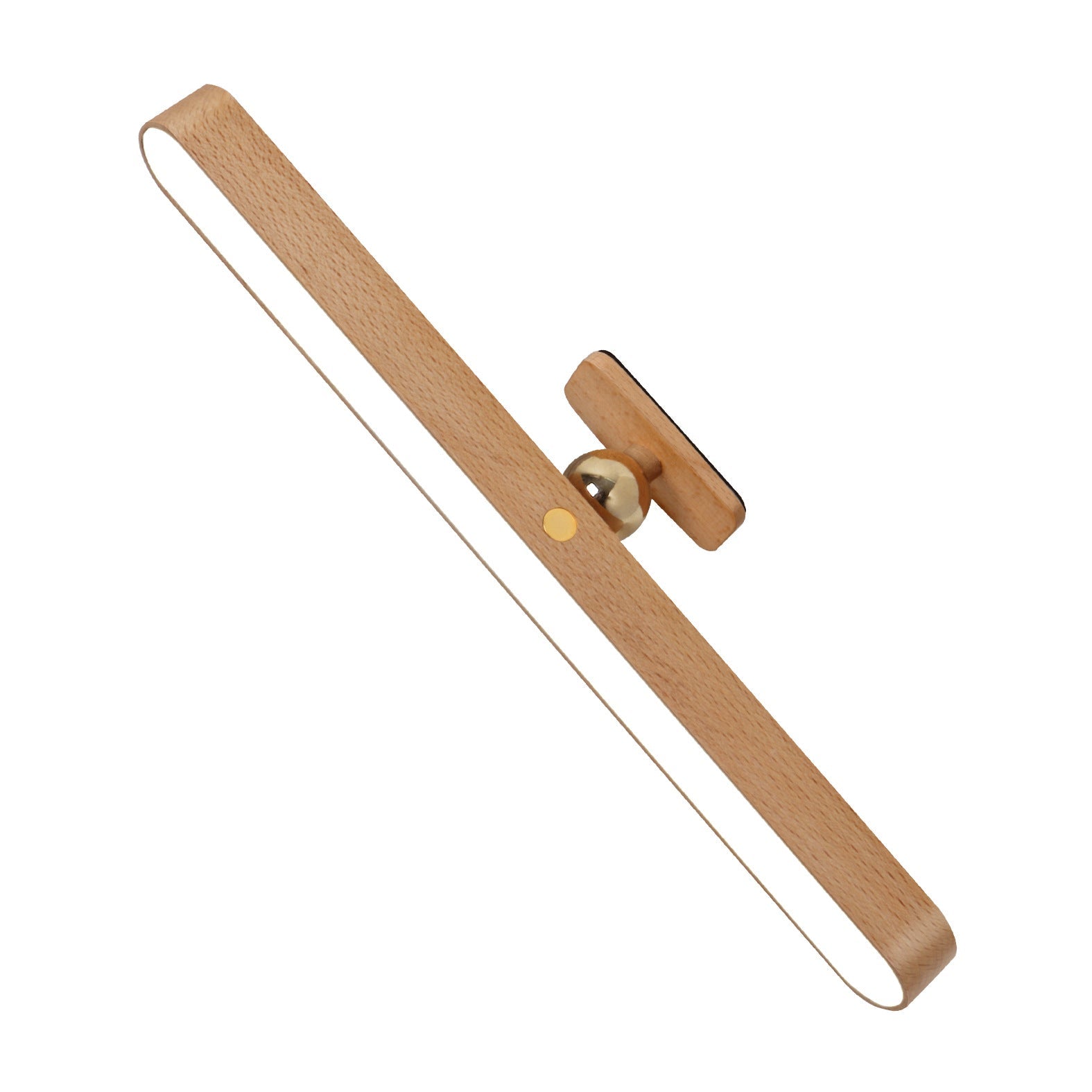 Minimalist Floating Wall Lamp with Brass Ball Accent in Solid Beech Wood