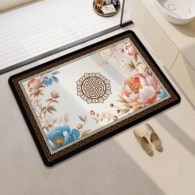 Orange-Themed Bathroom Mat