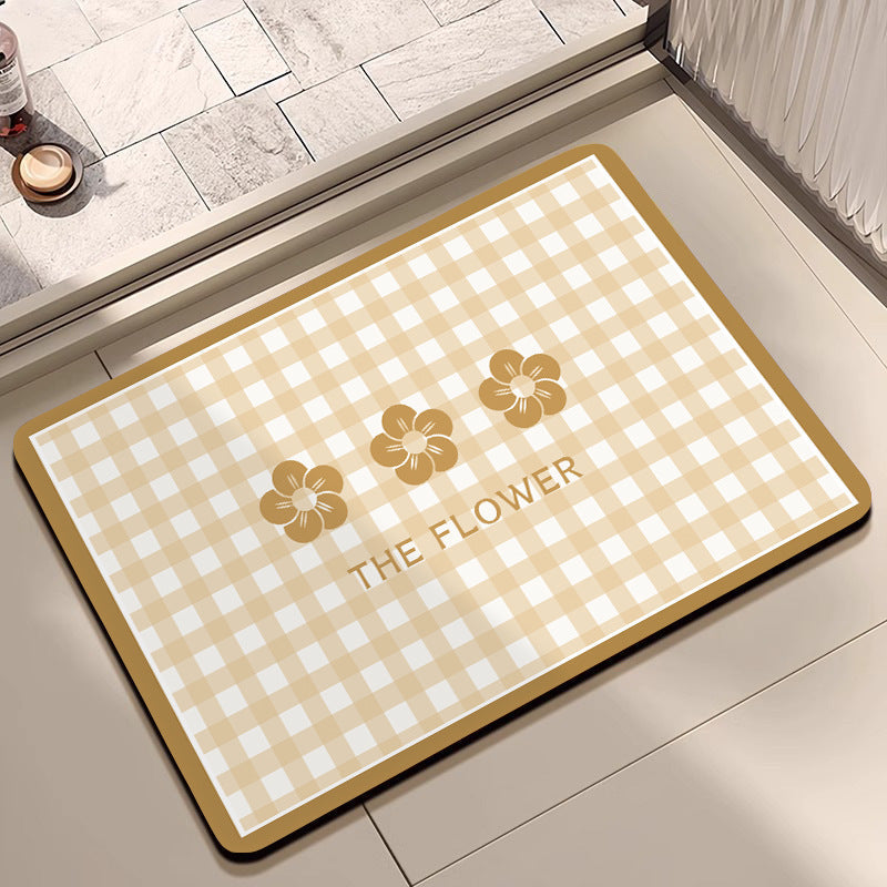 Cheerful Floral Design Indoor Area Mat