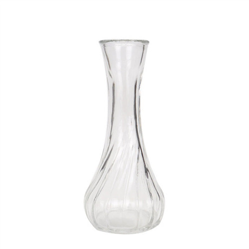 Handblown glass bud vase with fluted neck and weighted base