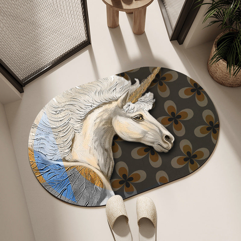 Artistic Horse-Themed Bath Mat
