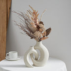 Modern Sculptural Hollow-Ring Ceramic Tabletop Vase Set With Minimalist Asymmetrical Silhouette