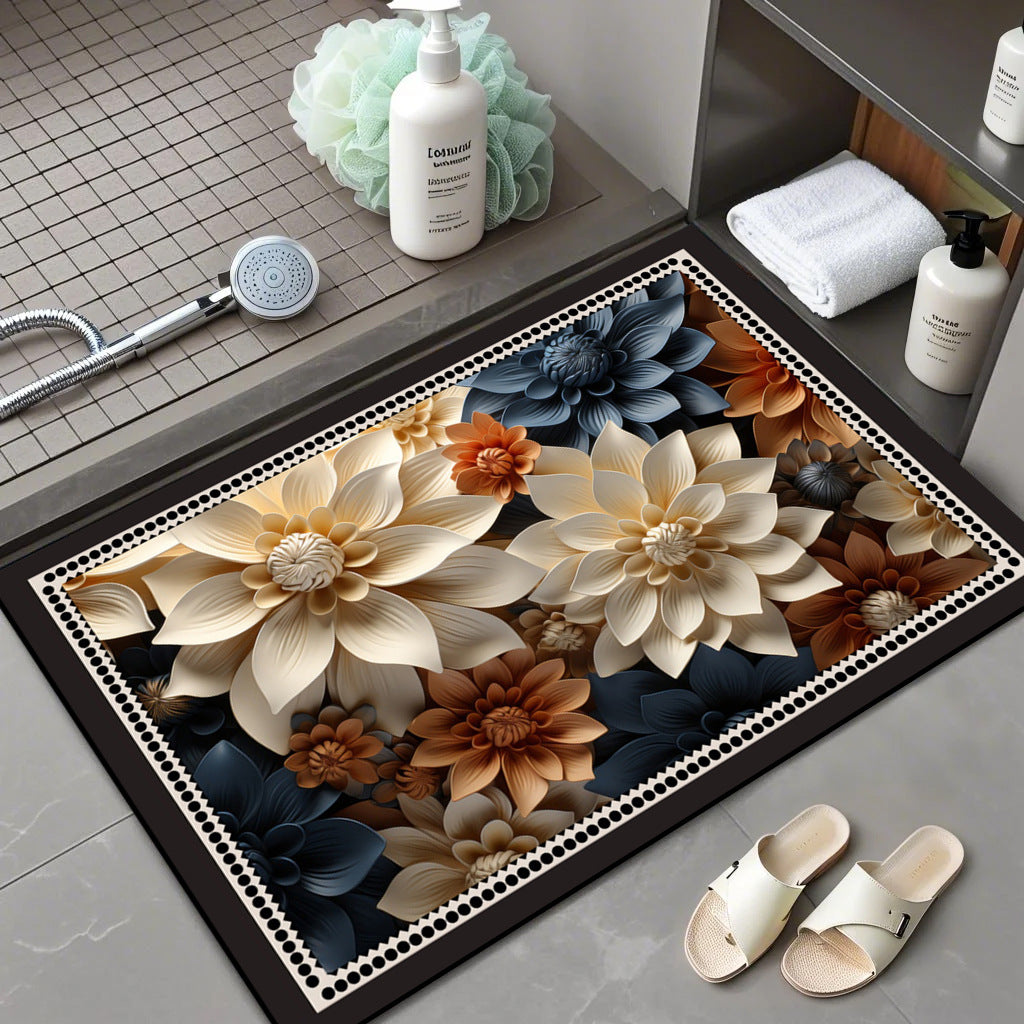 Floral Patterned Comfort Bath Mat