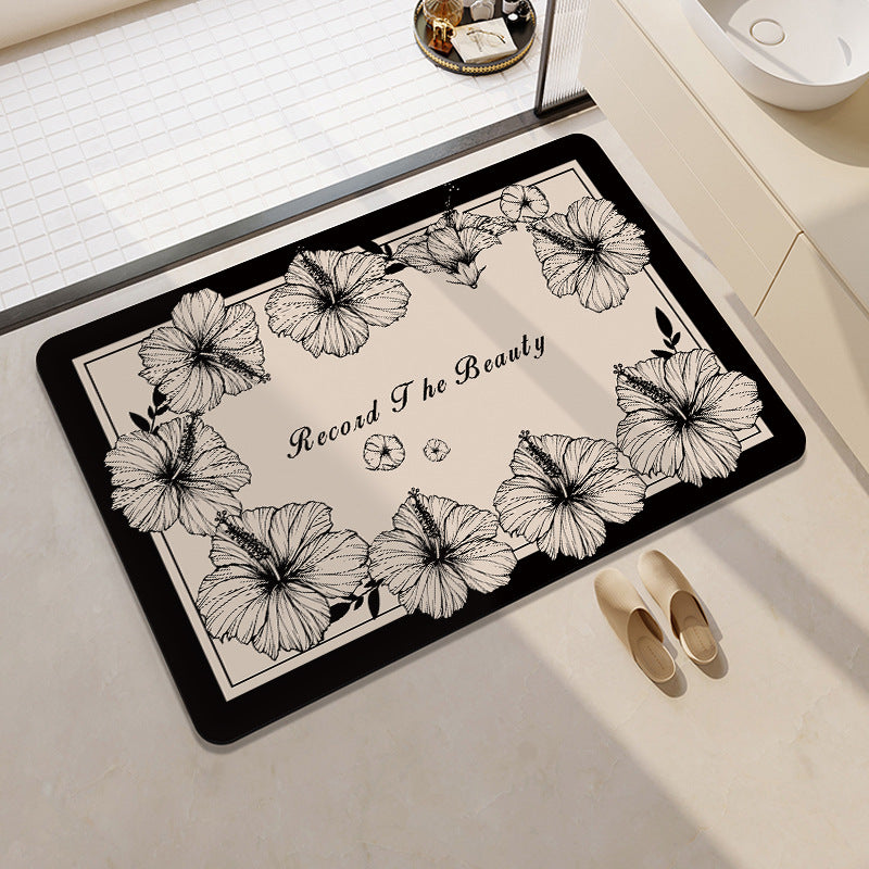 Floral Print Bath Mat