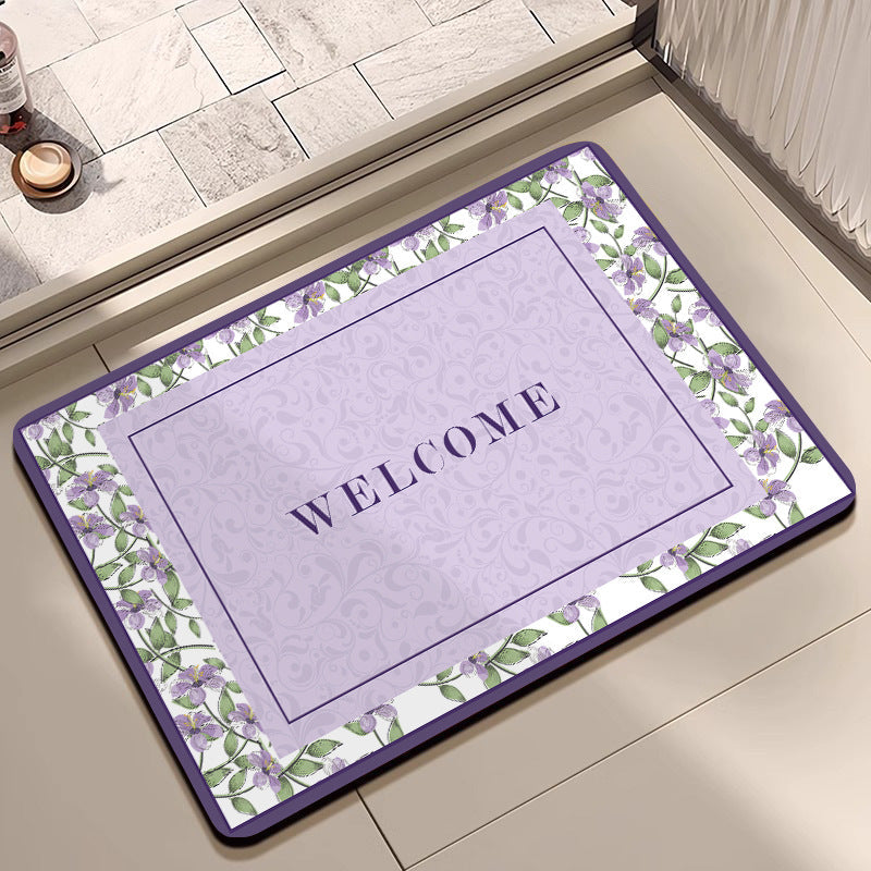 Vintage Floral Pattern Bath Mat
