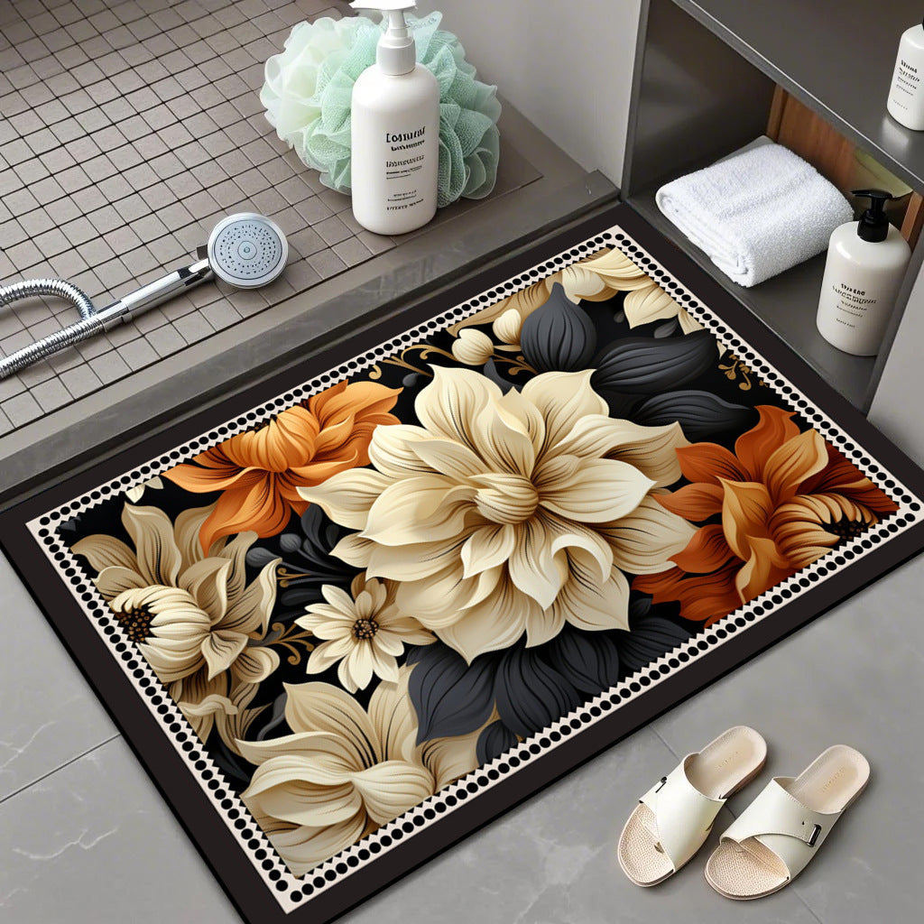 Floral Patterned Memory Foam Bath Mat