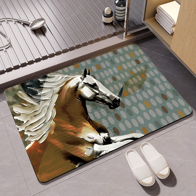 Artistic Horse-Themed Bath Mat