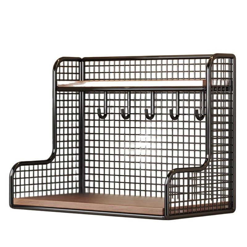Wall-Mounted Double-Shelf Organizer with Hooks