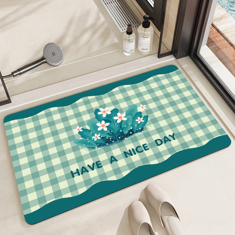 Cheerful Floral Design Indoor Area Mat