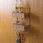 Unisex Wall-mounted Storage Basket with Double Shelf
