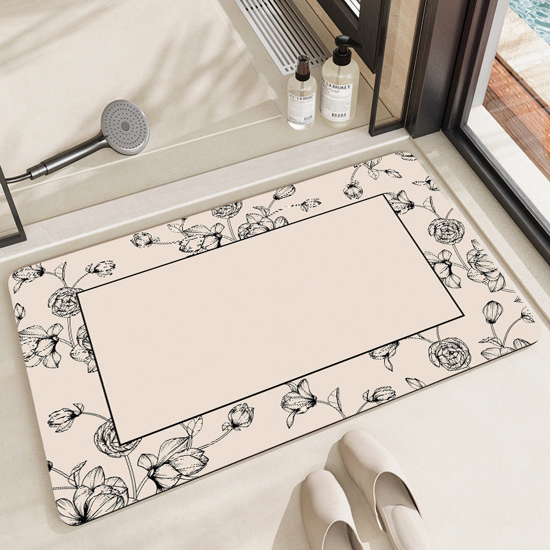 Floral Patterned Bathroom Mat