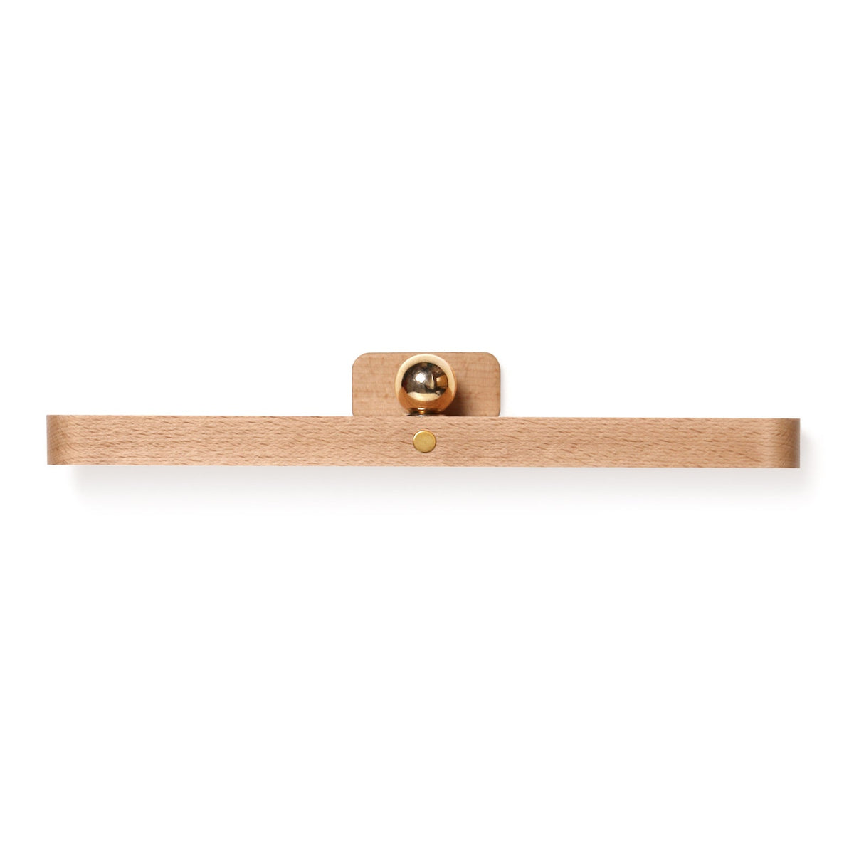 Minimalist Floating Wall Lamp with Brass Ball Accent in Solid Beech Wood