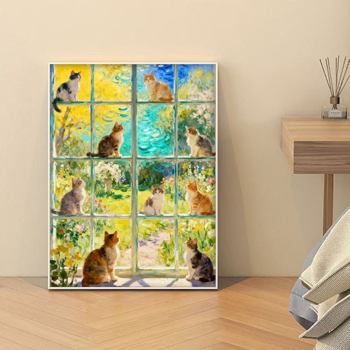 Floral Cat Illustration Canvas Art Meroci