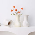 Elegant Ribbed Ceramic Flower Vase