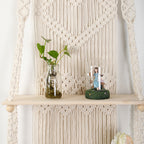 Macrame shelf with heart design