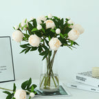 Realistic silk peony stem with buds and flexible long stem