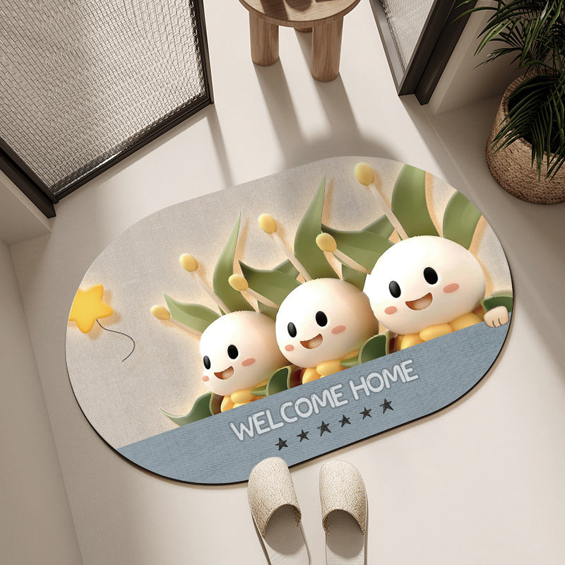 Whimsical Cabbage-Themed Welcome Mat