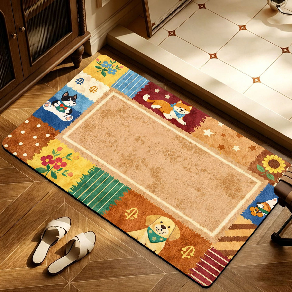Artistic Floral Patterned Floor Mat