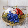 Unisex decorative candle plate with glass candle holder and artificial hydrangeas in country house style