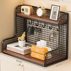 Wall-Mounted Double-Shelf Organizer with Hooks