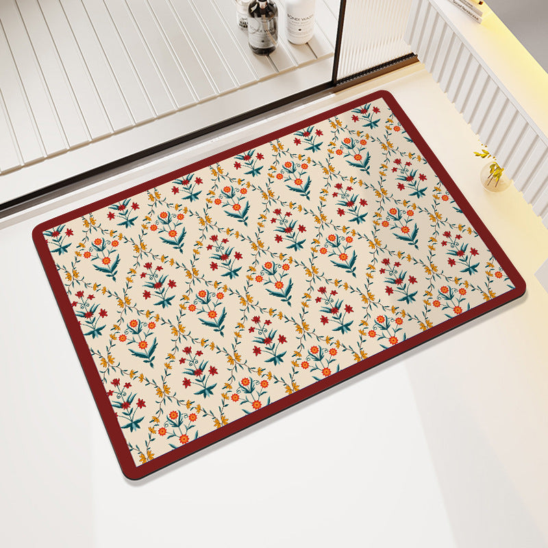 Vintage Floral Pattern Bath Mat