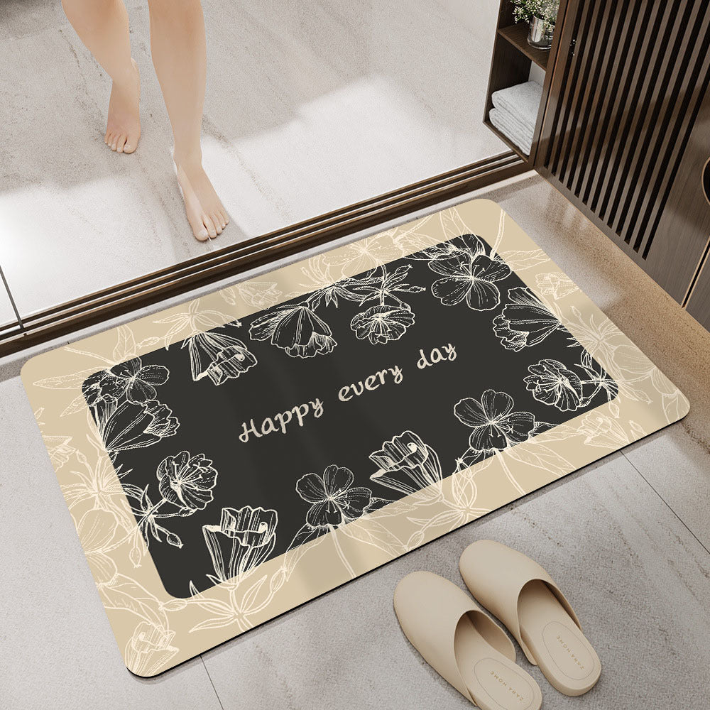 Floral Print Bath Mat