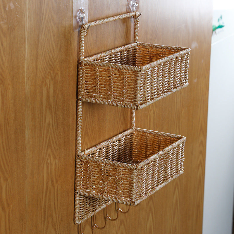 Unisex Wall-mounted Storage Basket with Double Shelf