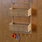 Unisex Wall-mounted Storage Basket with Double Shelf
