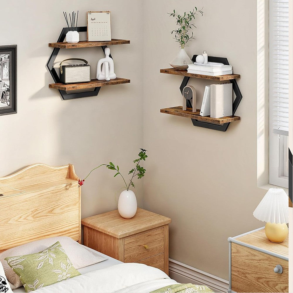 Wall shelf with modern honeycomb design
