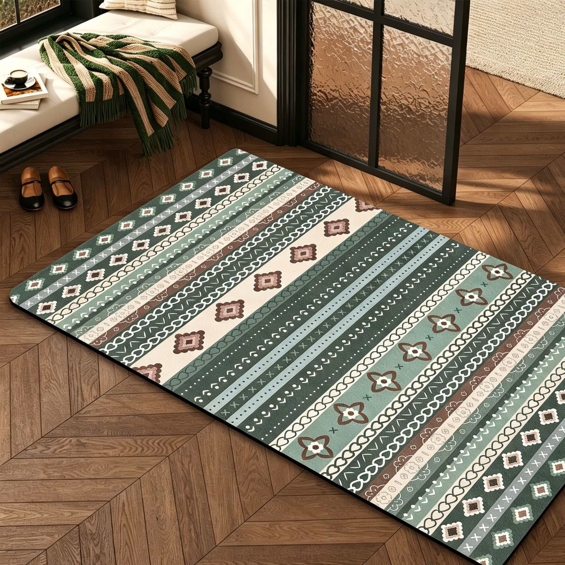 Stylish Geometric Pattern Bathroom Mat